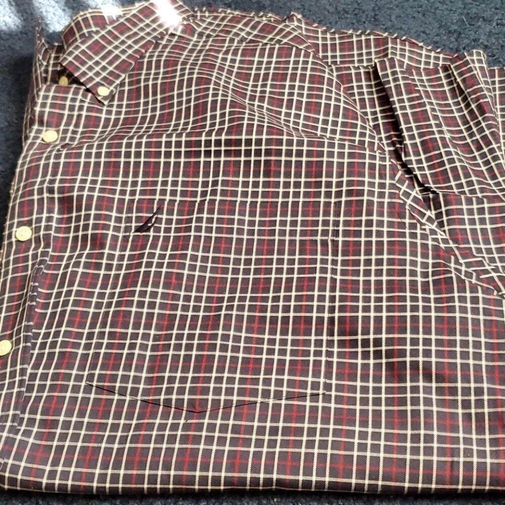 Nautic plaid button down dress